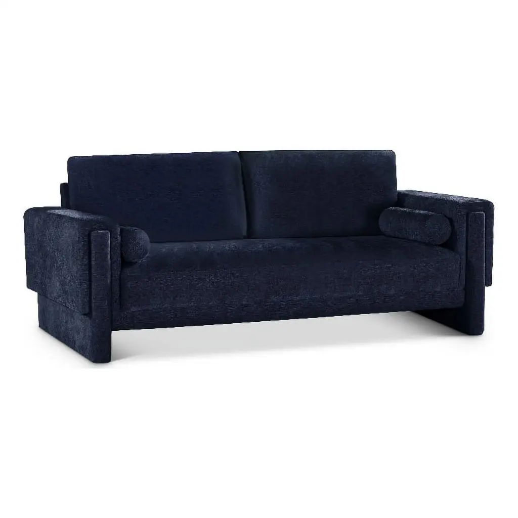 Meridian Furniture Madeline Navy Chenille Fabric Sofa - Plush Living Room Seating Durable Upholstery