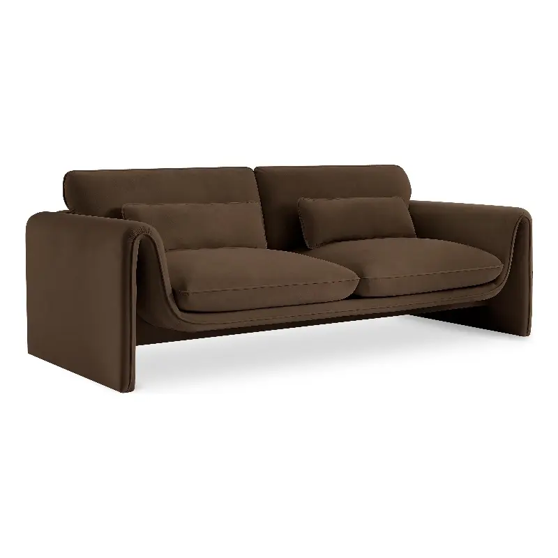 Meridian Furniture Sloan Brown Velvet Fabric Sofa Living Room