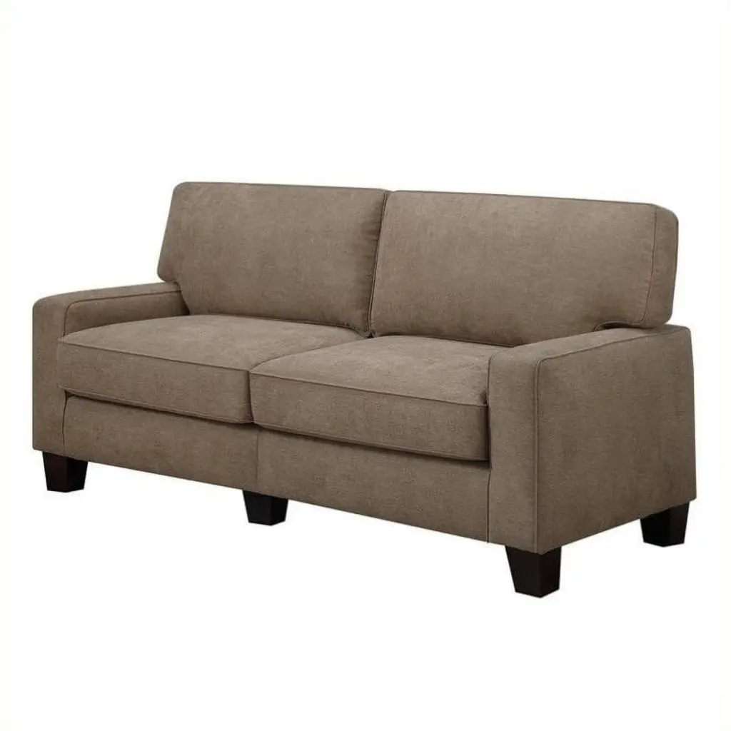 Pemberly Row Contemporary Fabric Upholstered Sofa Fawn Tan Living Room