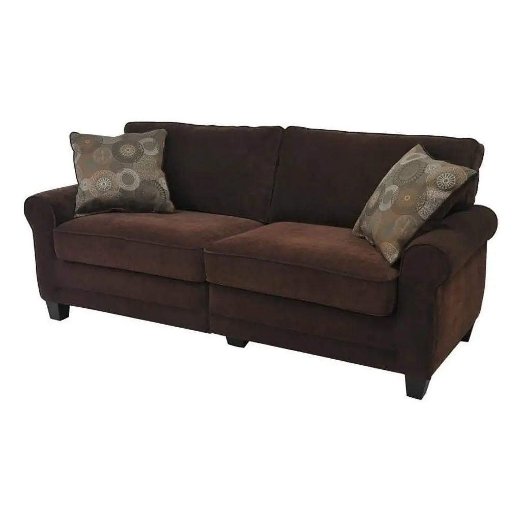 Pemberly Row Contemporary Fabric Upholstered Sofa Rye Brown - Modern Living Room Furniture