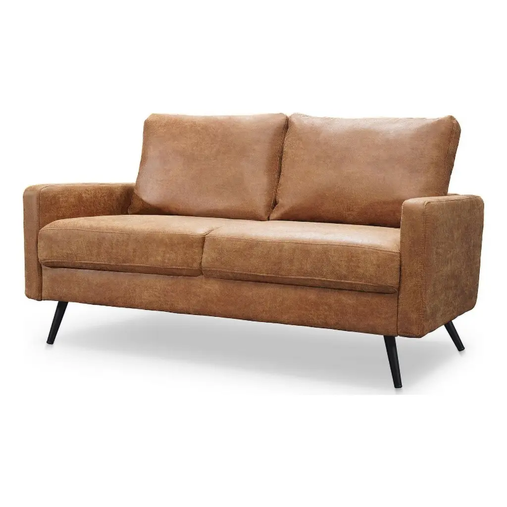 Pemberly Row Contemporary 58 Upholstered Fabric Sofa Brown - Modern Living Room Furniture