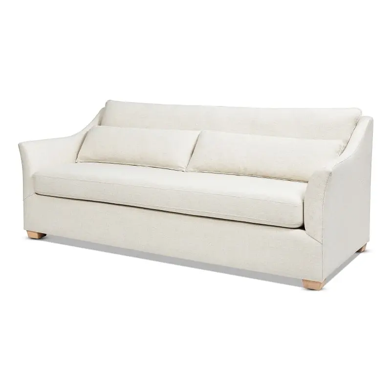 Pemberly Row Modern Fabric Sofa Flared Arm Flax White - Stylish Living Room Furniture