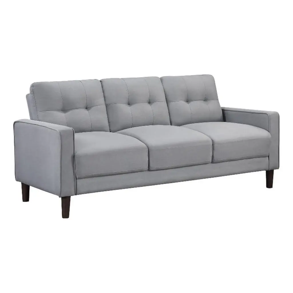 Pemberly Row Upholstered Fabric Sofa Track Arms Gray - Modern Living Room Furniture