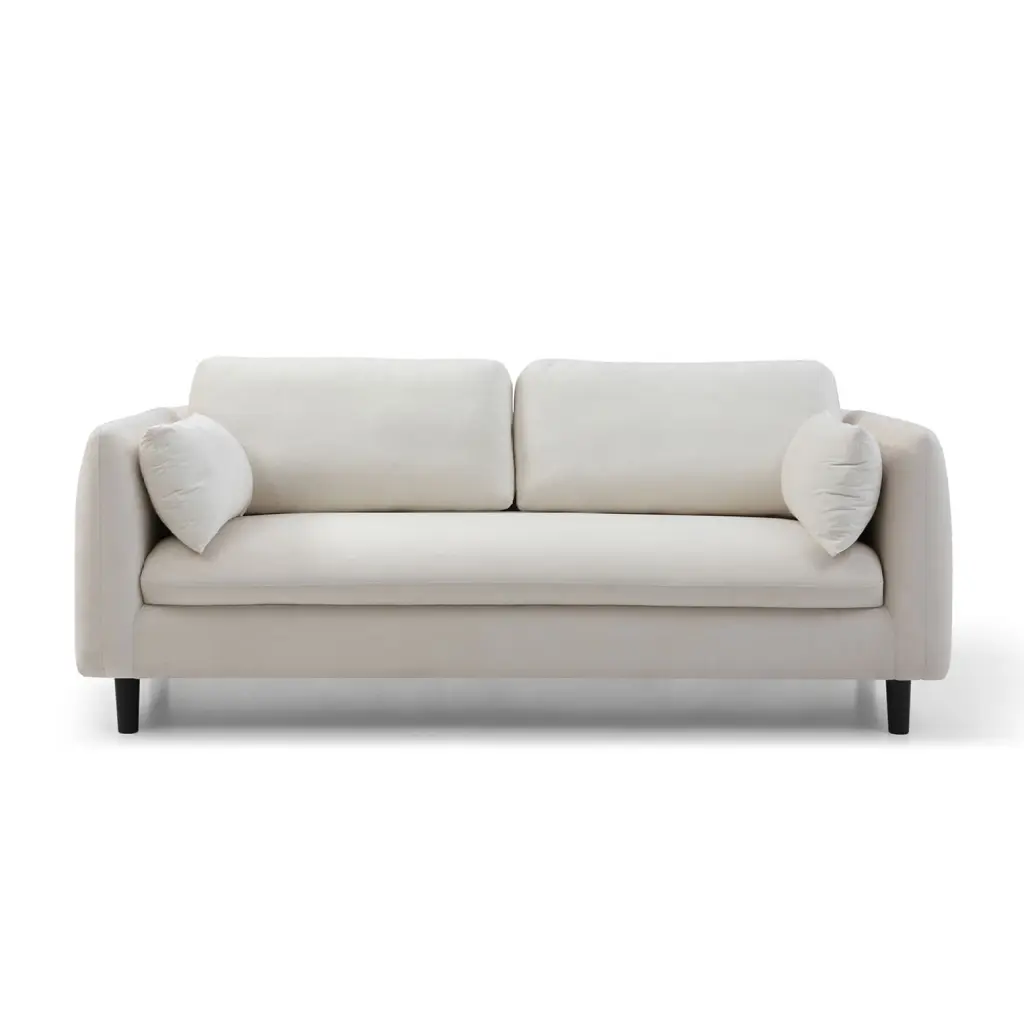 Comfortable Upholstered Fabric Sofa Pillowed Back Cushions and Rounded Arms - Durable Modern Couch Home and Dorm Ponnky