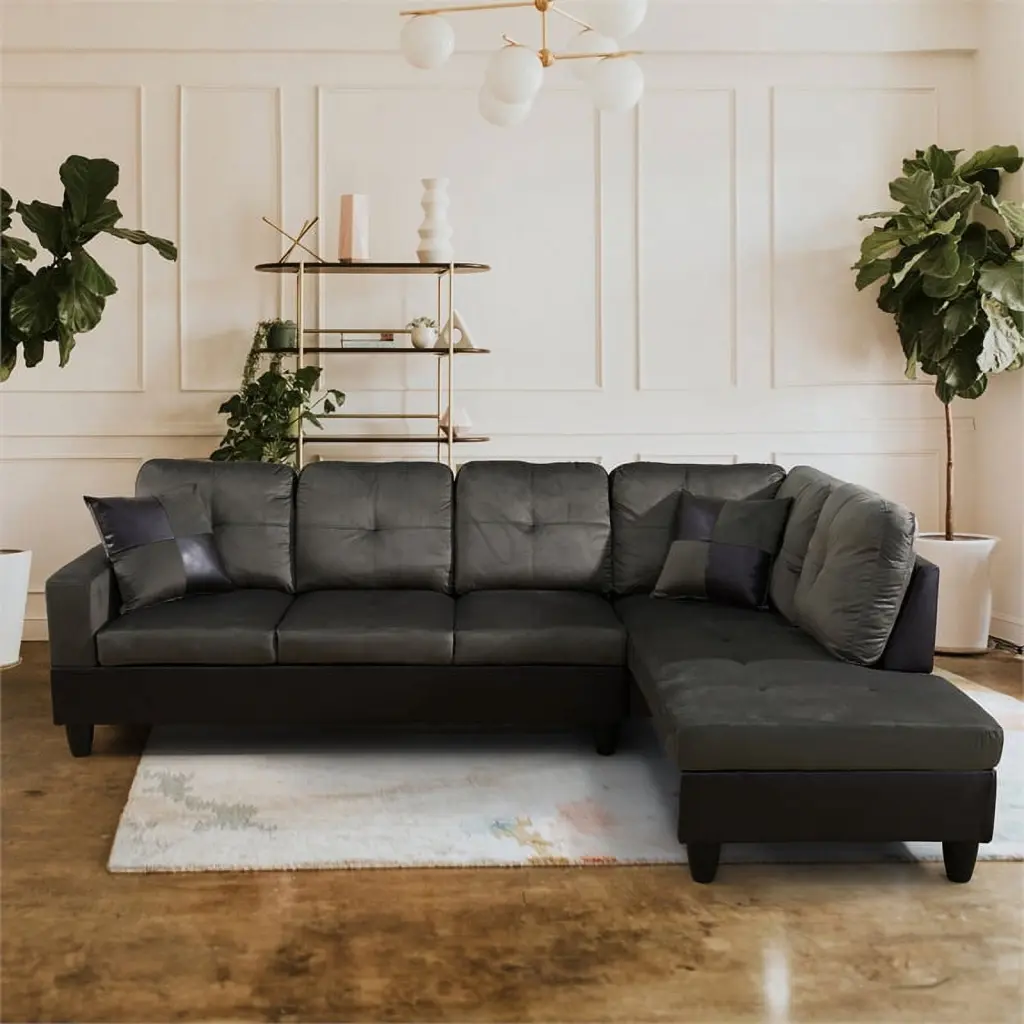Star Home Living Corp Chris Fabric Right Facing Sectional Sofa Taupe Gray