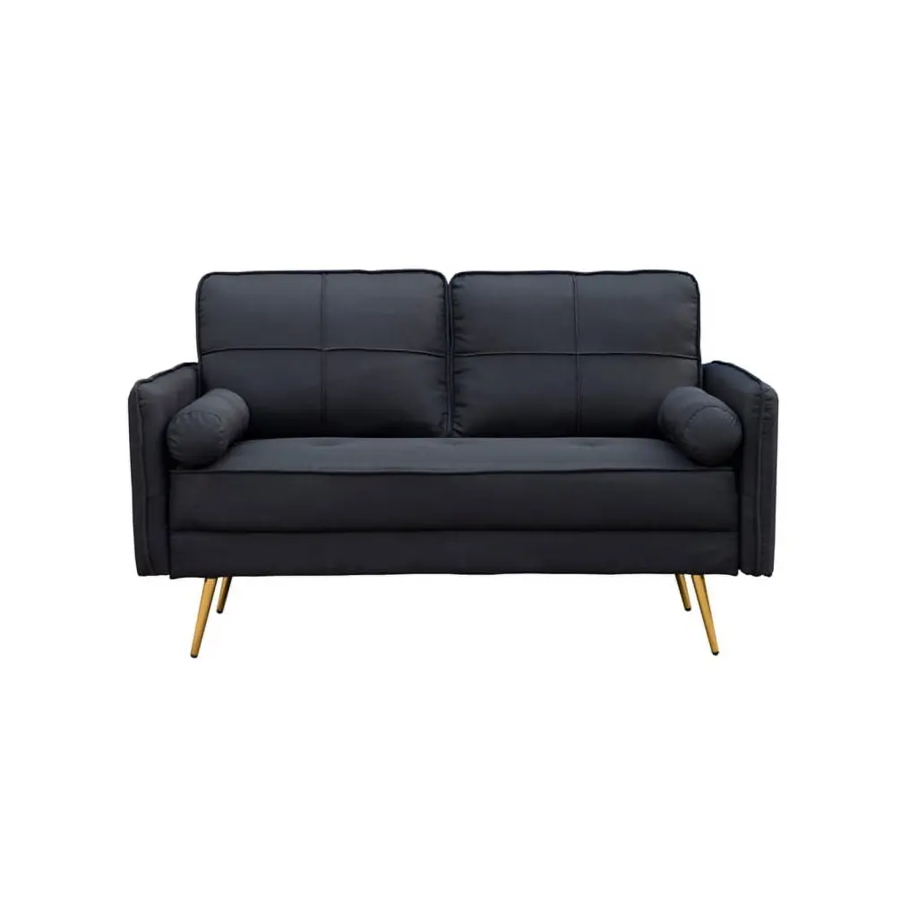 Kingway Furniture Barbosa Fabric Living Room Loveseat Black Modern 2-Seat Couch