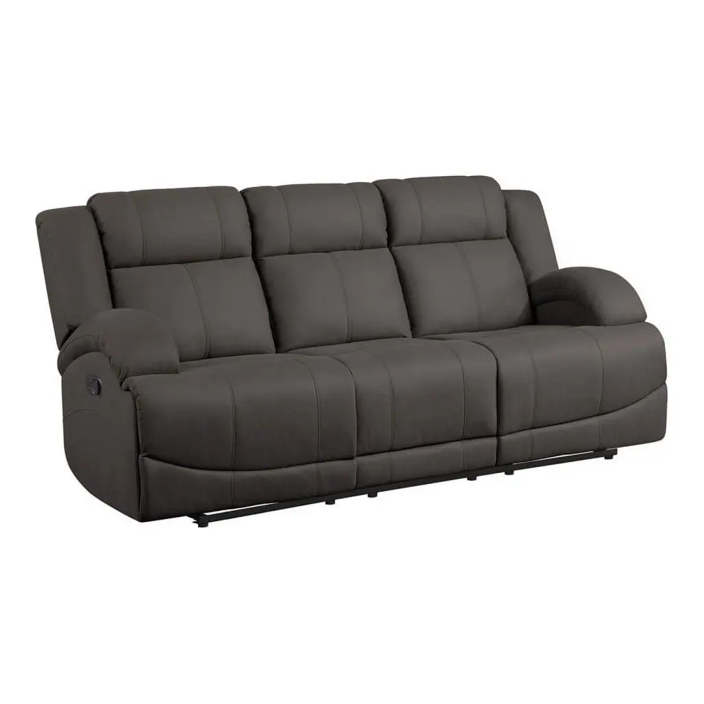 Lexicon Camryn Chocolate Wood Fabric Double Reclining Sofa - Traditional Style