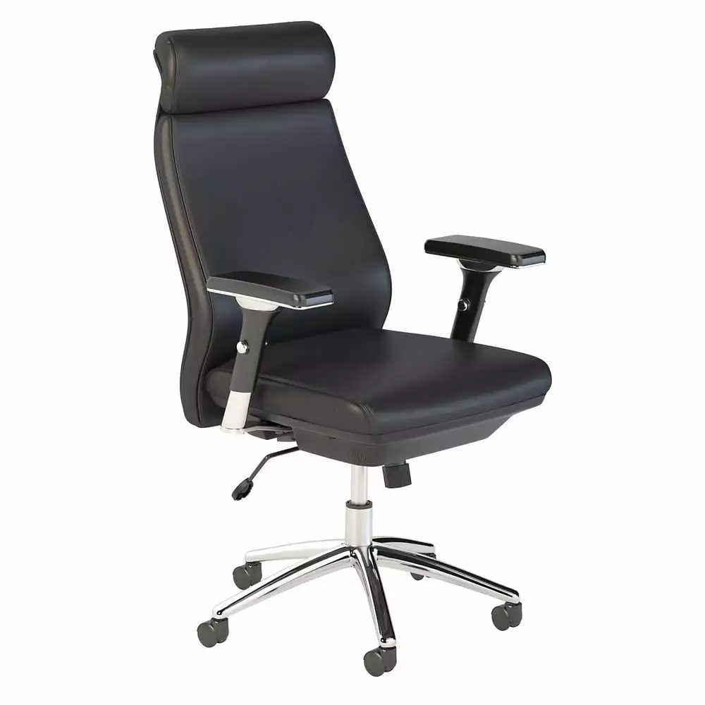 BBF Studio C High Back Contemporary Faux Leather Executive Office Chair Gray Bush Business Furniture