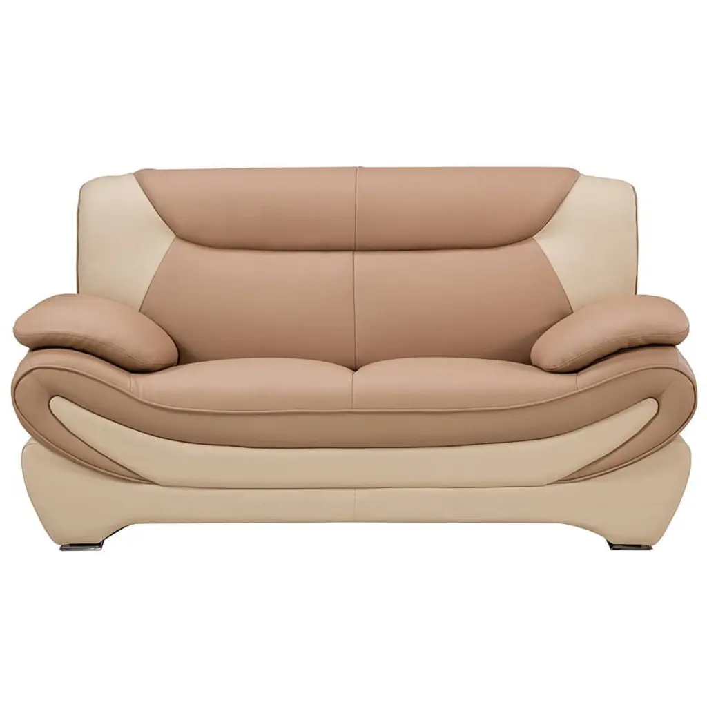 AE209 Camel Tan Ivory Faux Leather Loveseat Stylish Sofa American Eagle Furniture