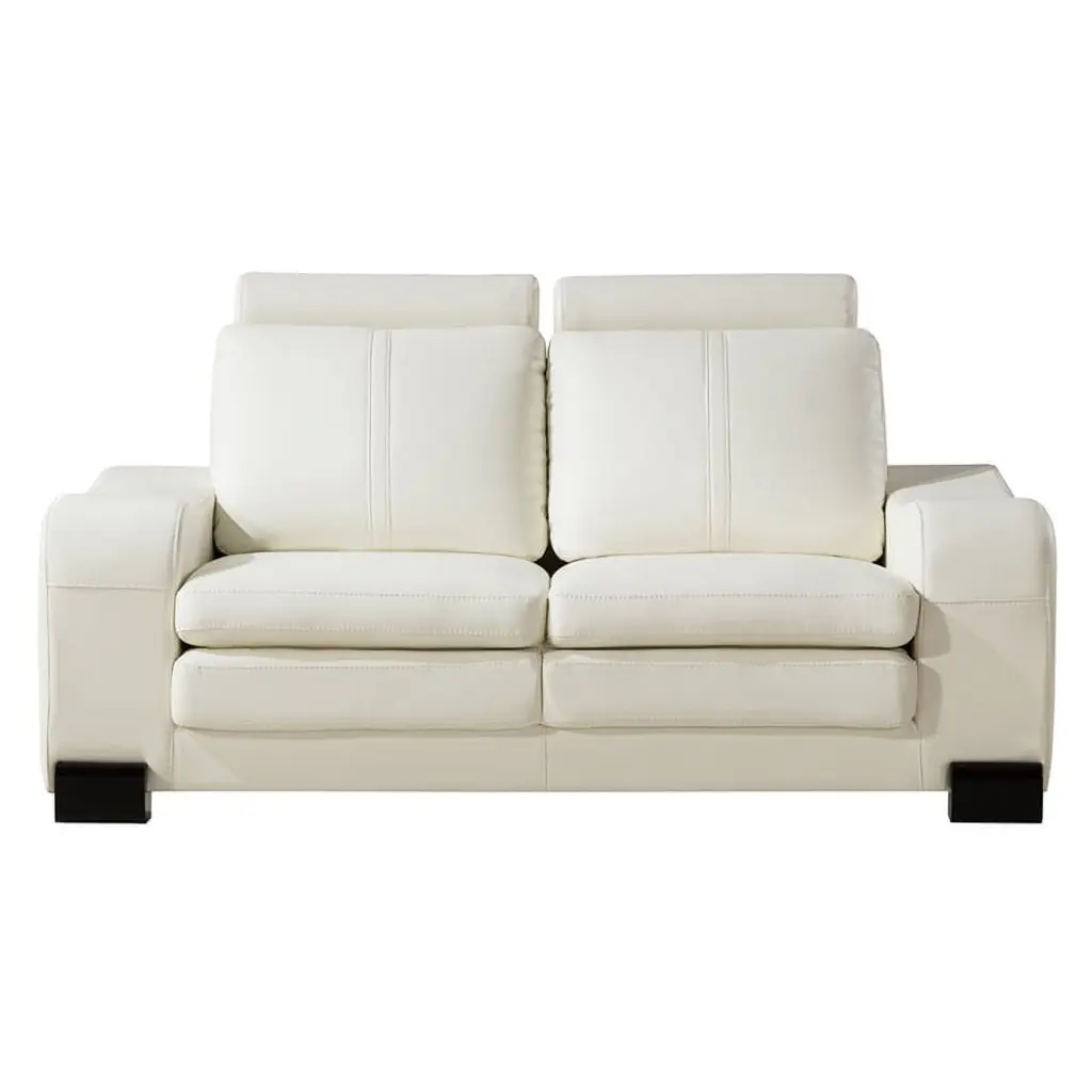 AE210 Ivory Faux Leather Loveseat Ottoman Modern Living Room Furniture American Eagle Furniture