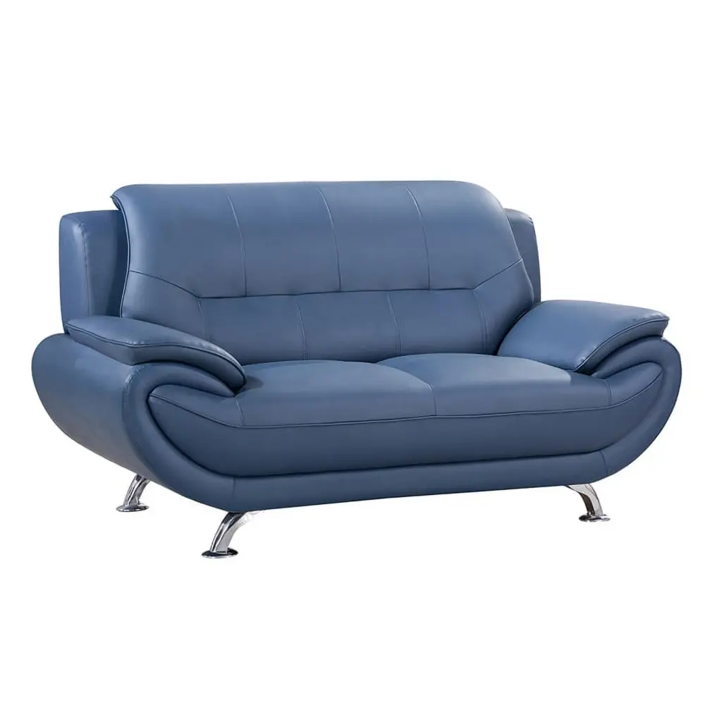 American Eagle Furniture Faux Leather Loveseat Blue Upholstered