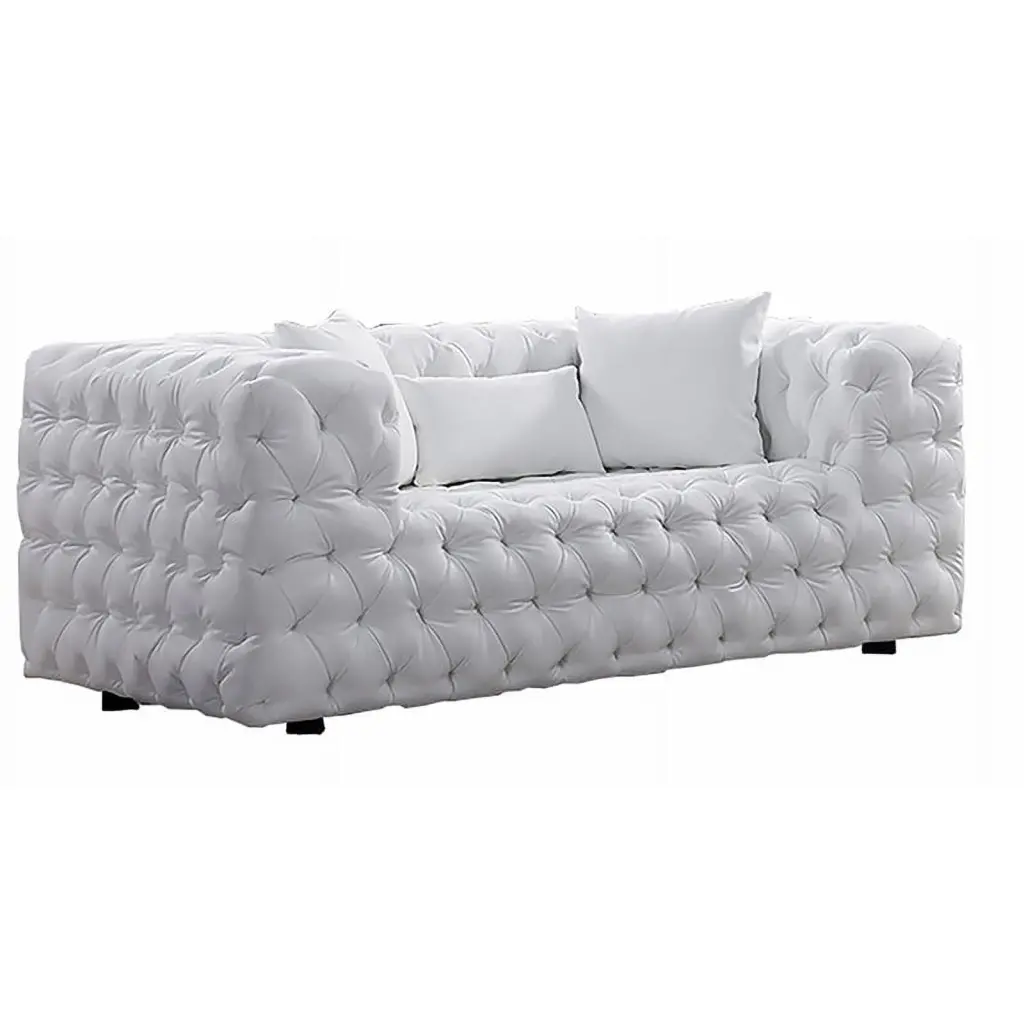 American Eagle Furniture Faux Leather Tufted Loveseat White - Classic Design Sofa