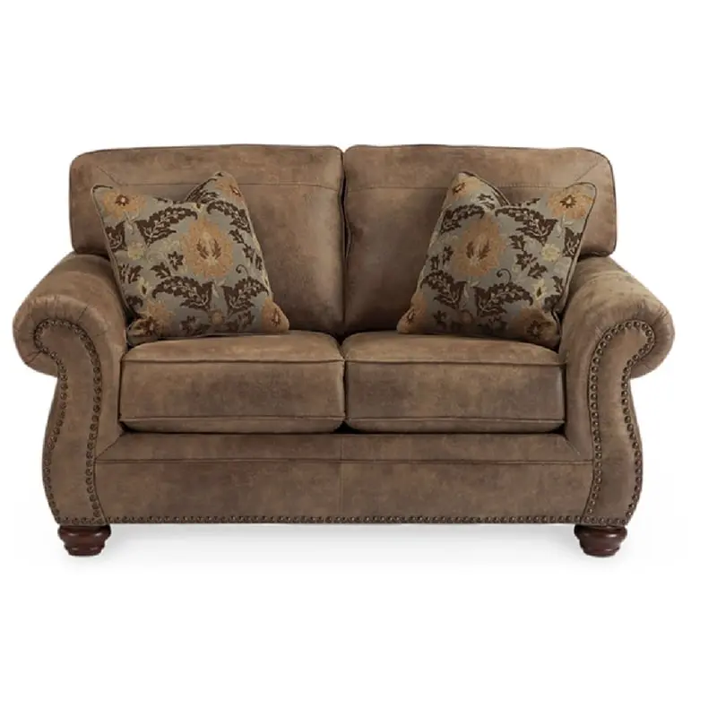 Bowery Hill Faux Leather Loveseat Toss Pillows Earth - Stylish Budget Sofa
