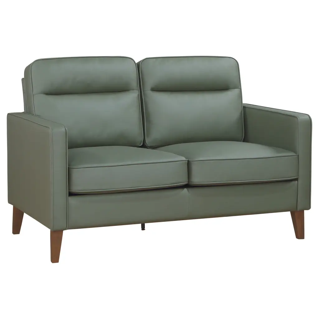 Coaster Jonah Faux Leather Upholstered Track Arm Loveseat Green Living Room Coaster Company