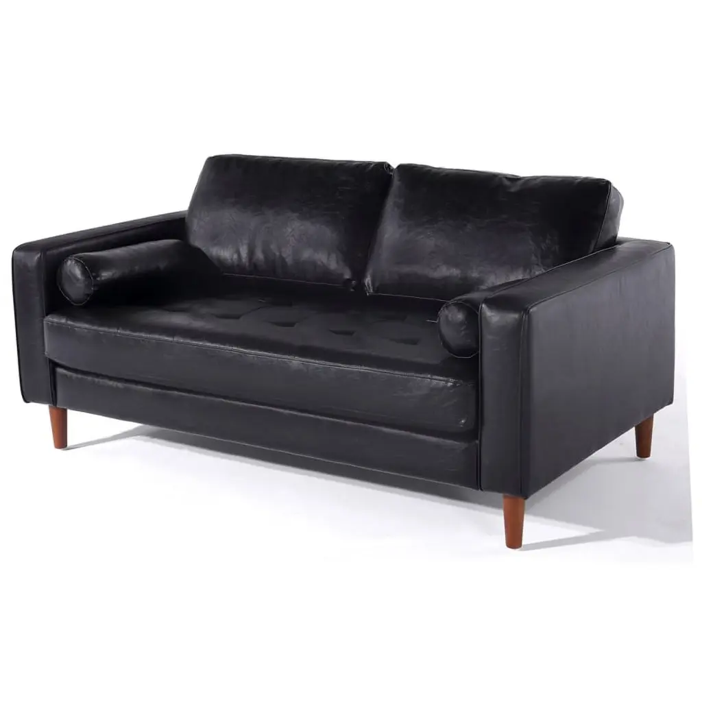 Crafters and Weavers Cosmic Contemporary PU Faux Leather Loveseat Black