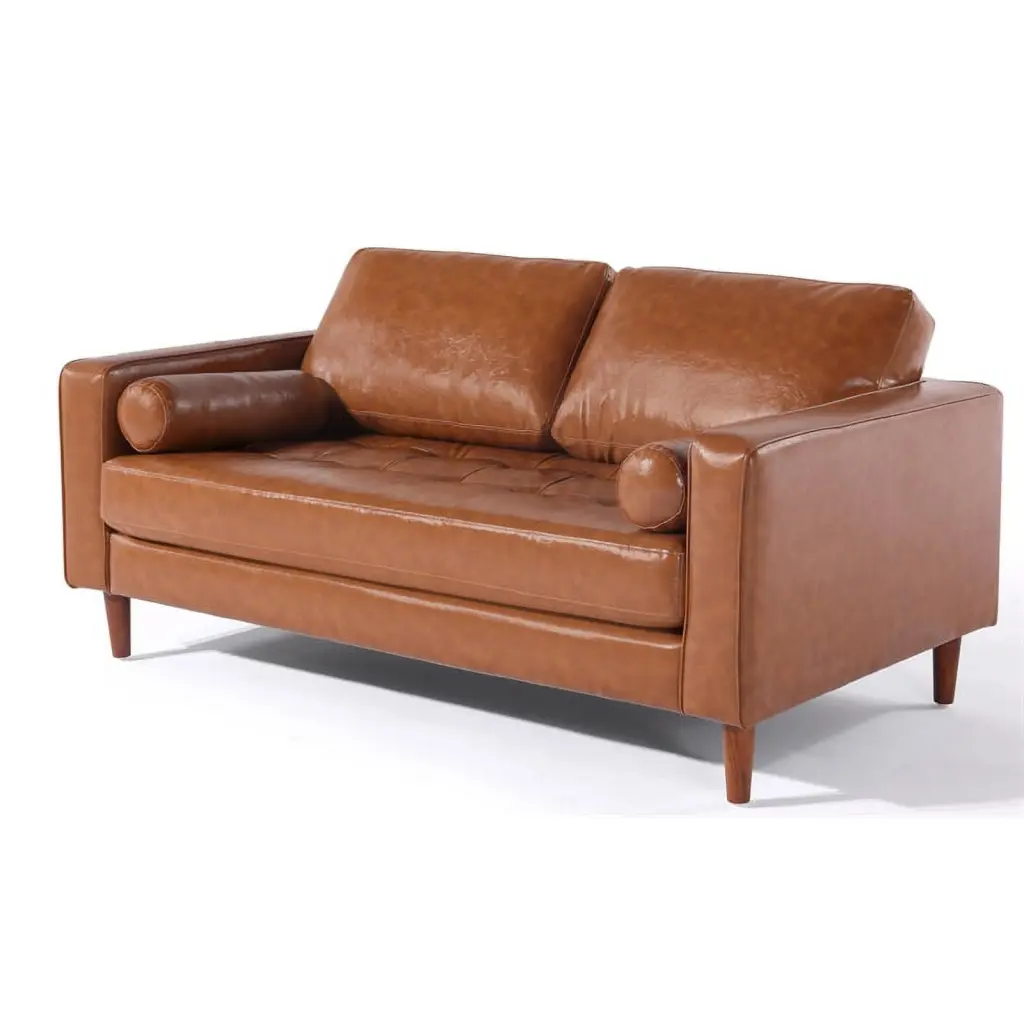 Crafters and Weavers Cosmic Contemporary PU Faux Leather Loveseat Brown