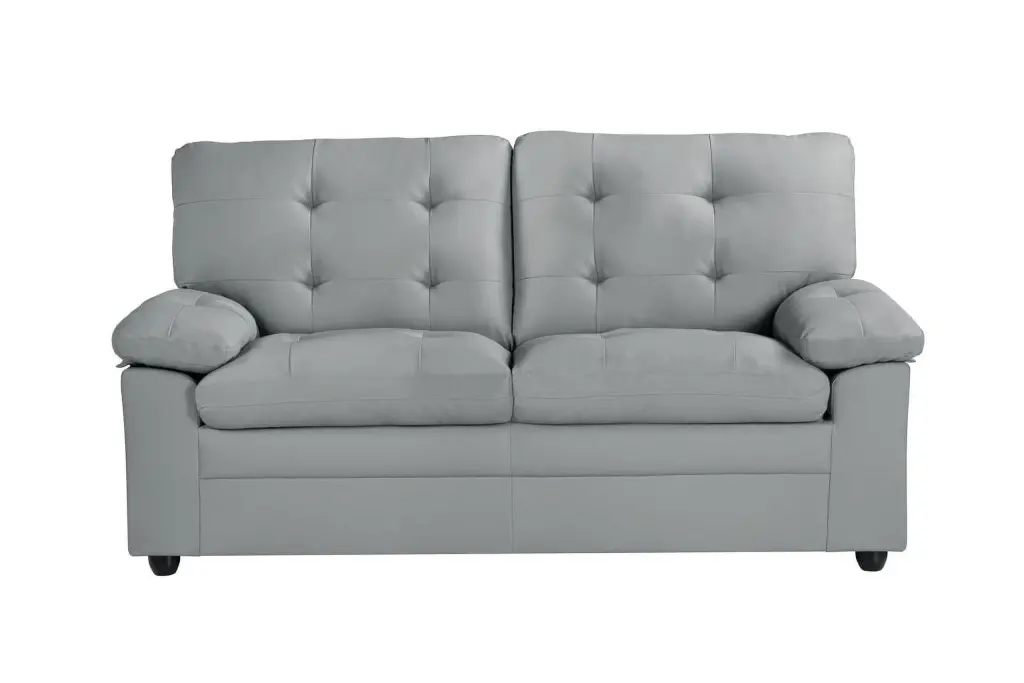 DOMETOUR Faux Leather Loveseat Living Room Office Bedroom Grey