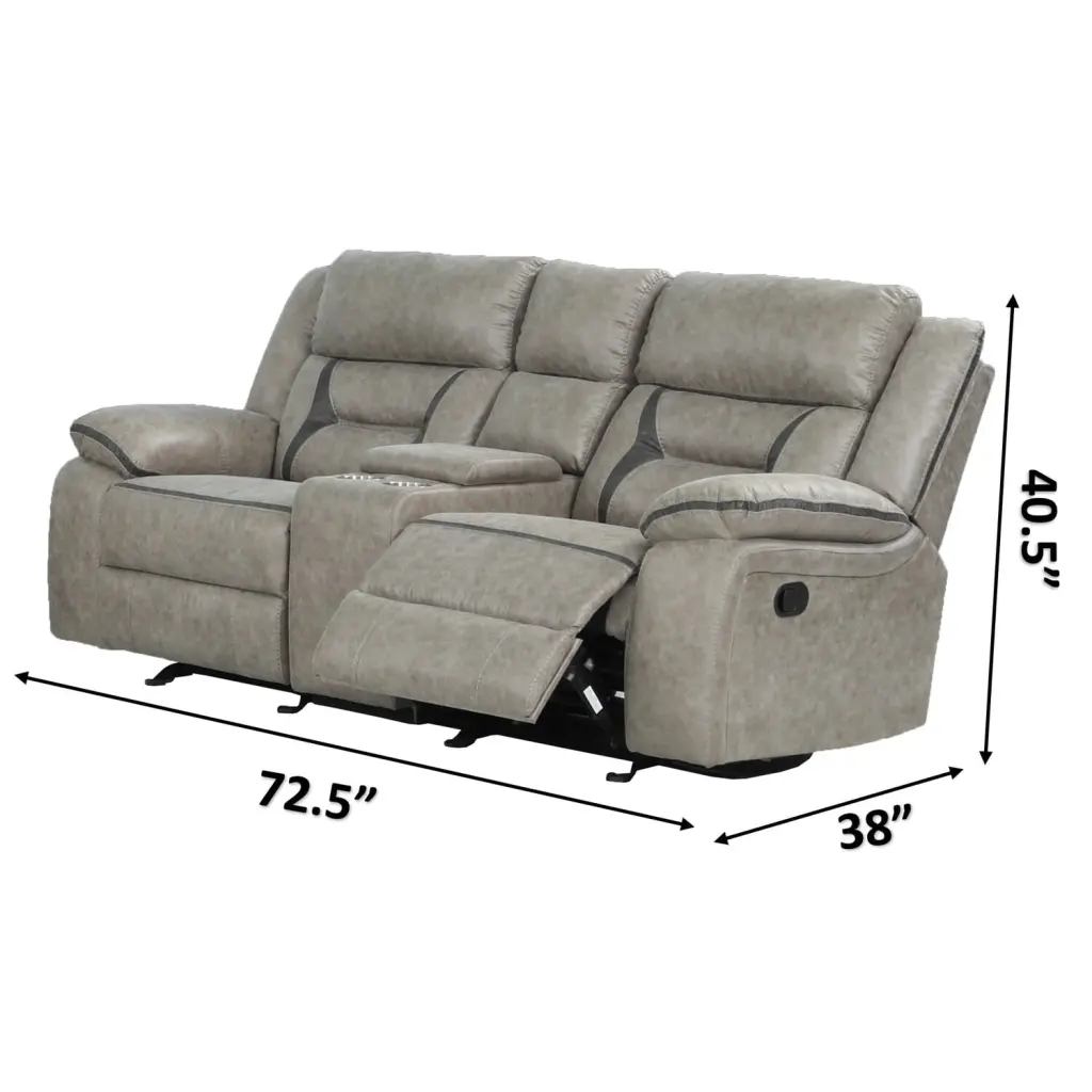 Denali Gray Faux Leather Upholstered Loveseat Wood Finish Galaxy Home Furniture
