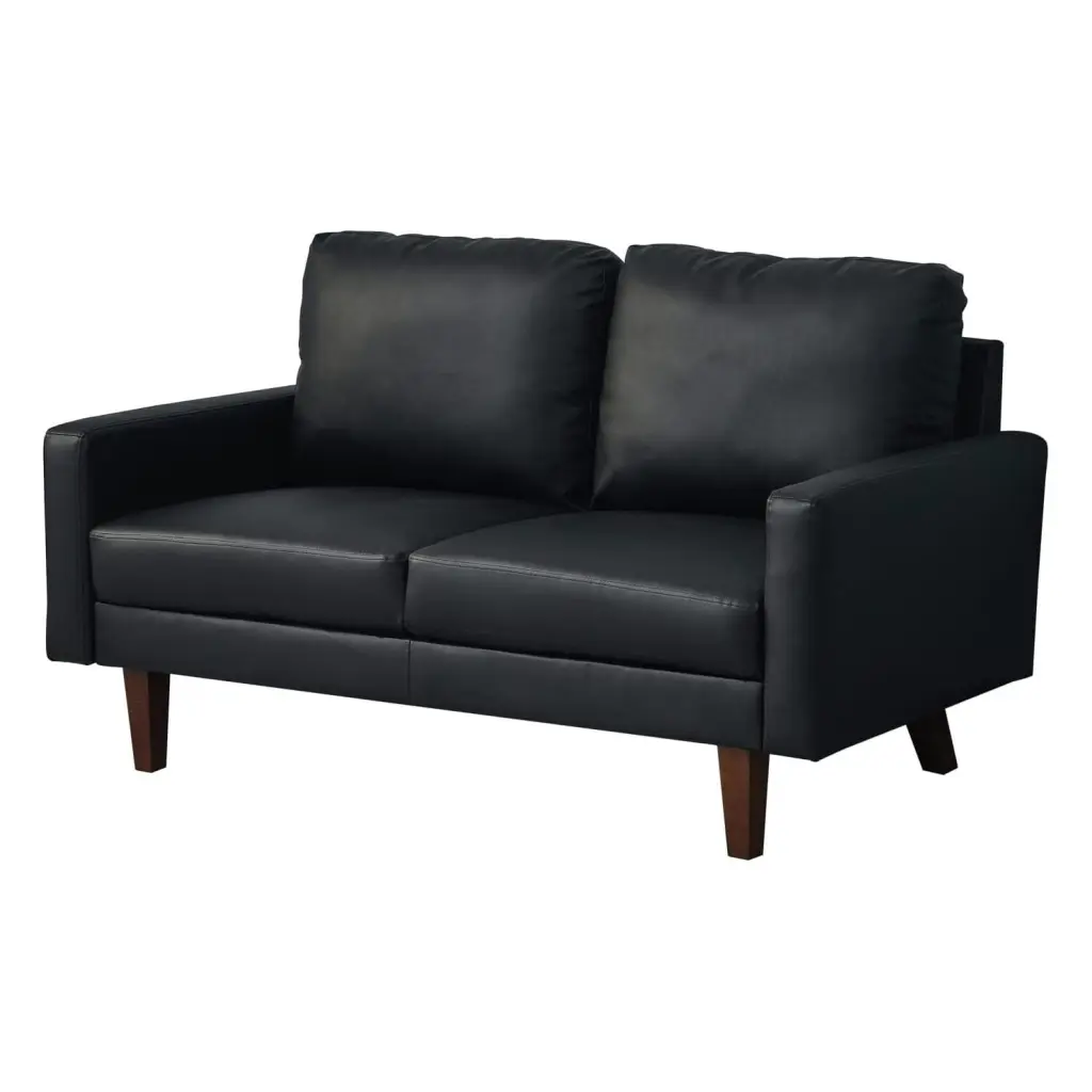 Hybition Faux Leather Loveseat Modern Sofa Living Room or Office Black