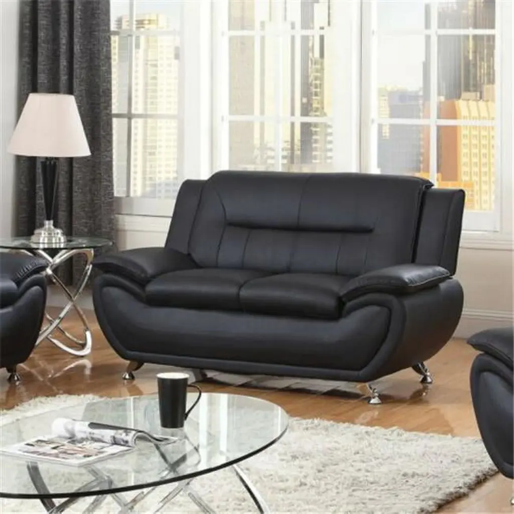 Faux Leather Sofa Loveseat Black Large Living Rooms KD Gabinete