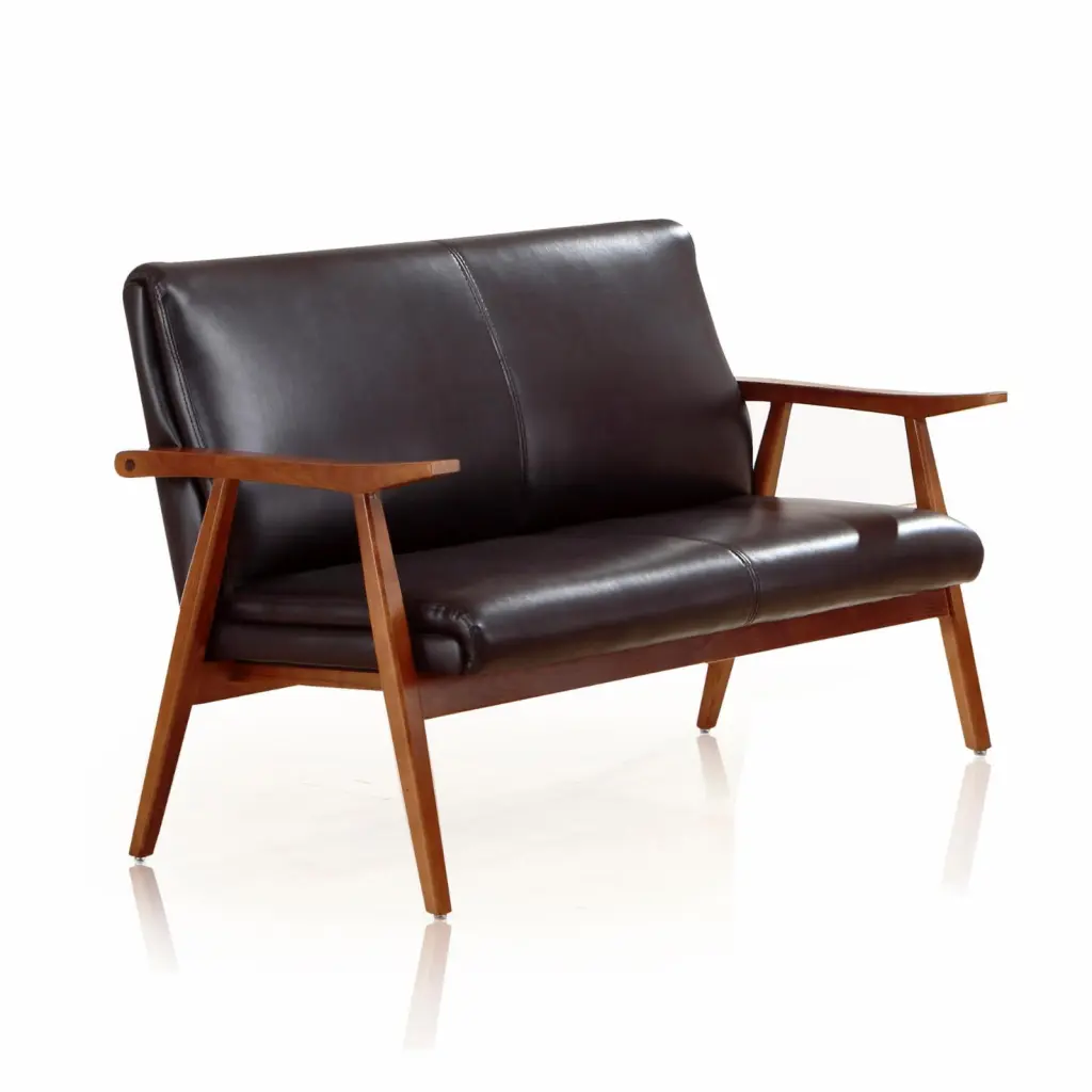 Manhattan Comfort ArchDuke Faux Leather 2-Seater Loveseat Black and Brown Modern Spaces