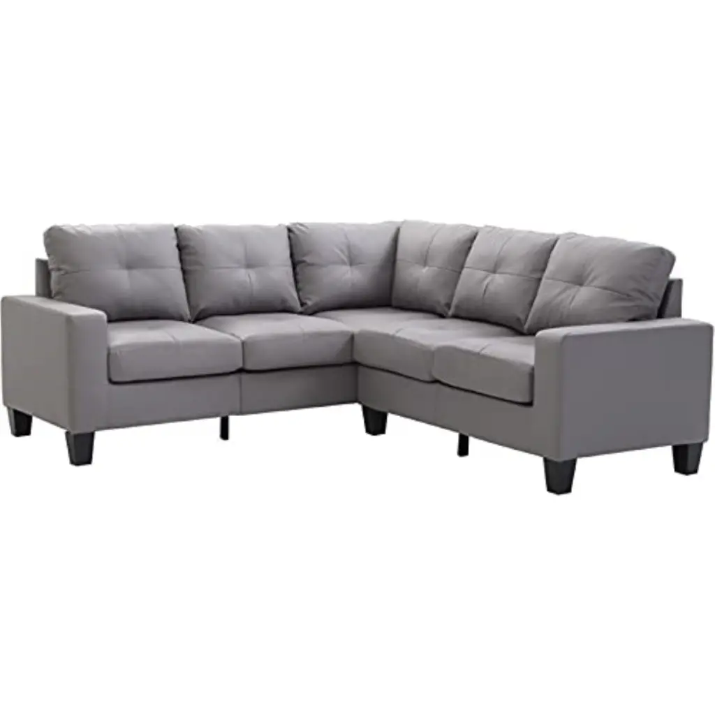 Glory Furniture Newbury Faux Leather Sectional Gray Modern and Comfortable
