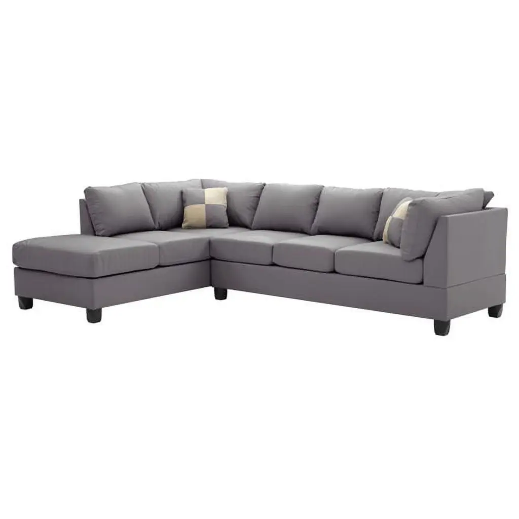 Passion Furniture Malone 111 . Gray Faux Leather 4-Seater Sectional Sofa