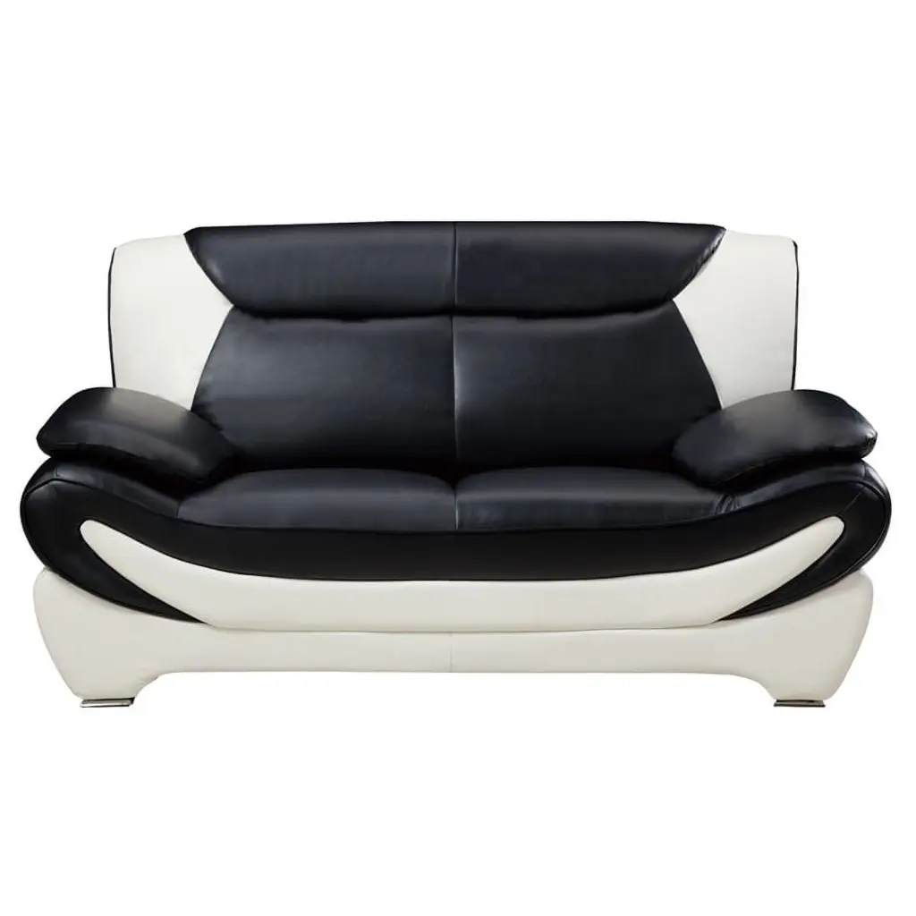 AE209 Black and White Faux Leather Loveseat American Eagle Furniture