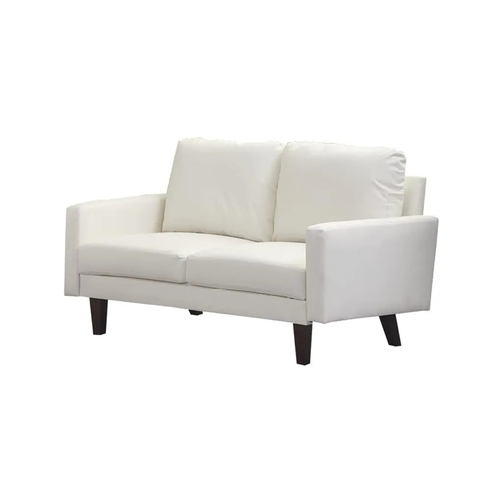 Hybition Faux Leather Loveseat Modern Sofa Living Room Office Beige