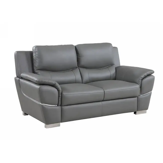 69 Gray and Silver Faux Leather Love Seat Modern Home MEWE