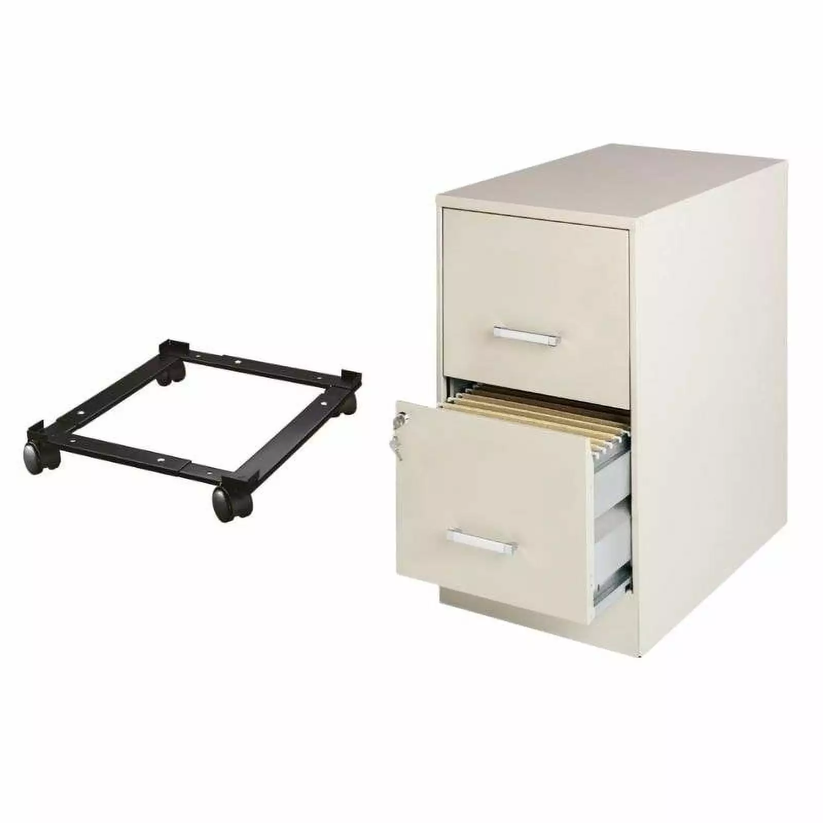 Set 2 Drawer Letter File Cabinet and Adjustable Mobile File Caddy Hirsh Industries