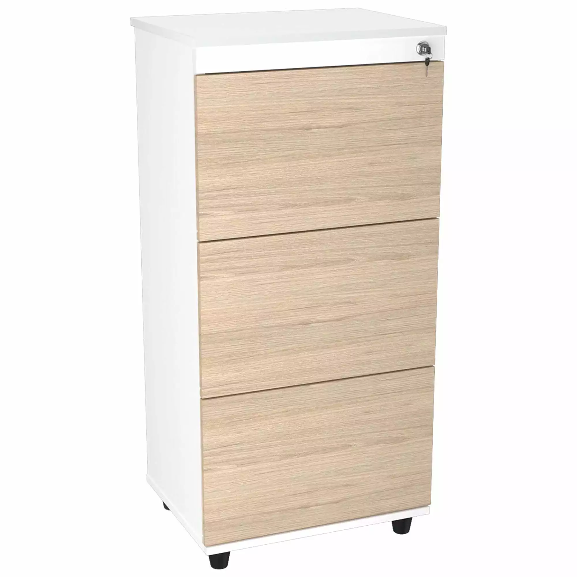 Inval 3-Drawer File Cabinet Sand Oak White Office Storage