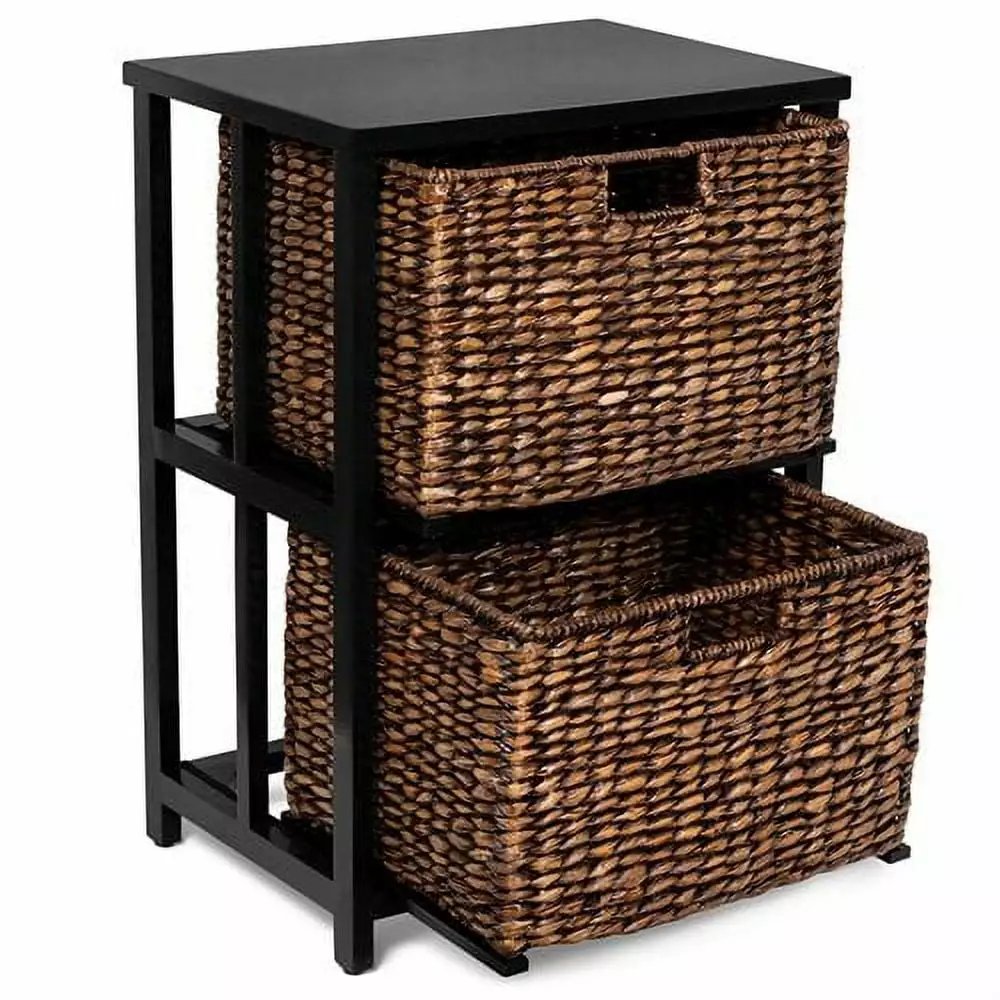 BirdRock Home 2 Tiered Hanging File Cubby Wood Top Brown Wash Office Organization