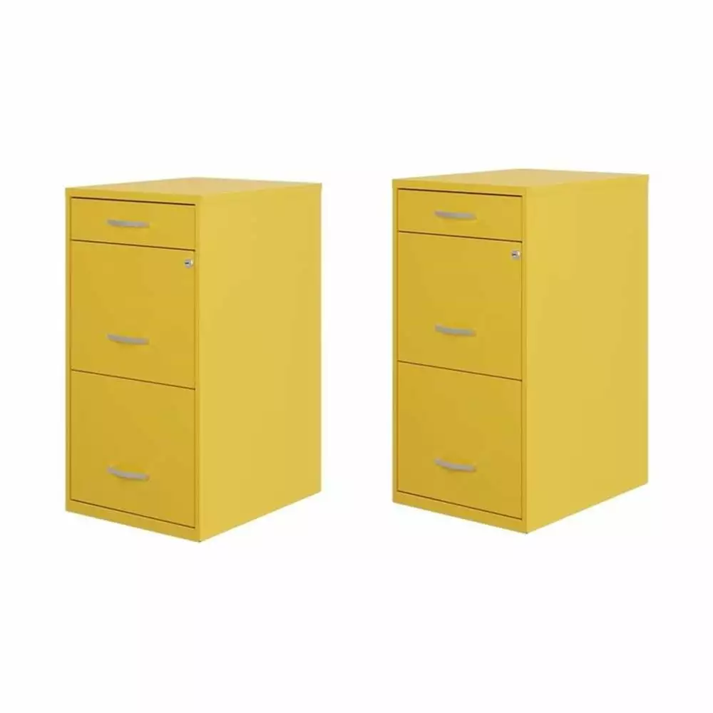Home Square Set 2 Yellow 18D 3 Drawer Organizer File Cabinets