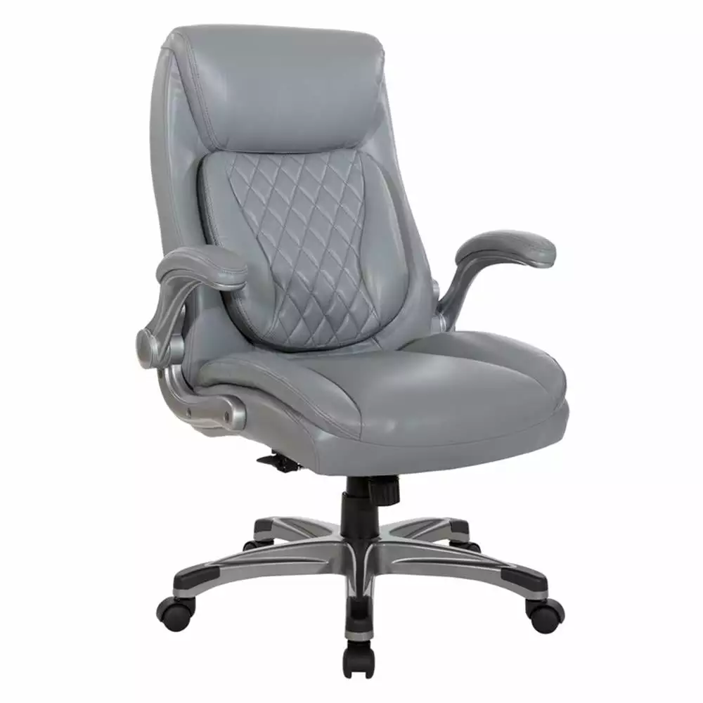 Executive Chair Gray Bonded Leather Flip Arms - Comfortable Office Seating Office Star Products