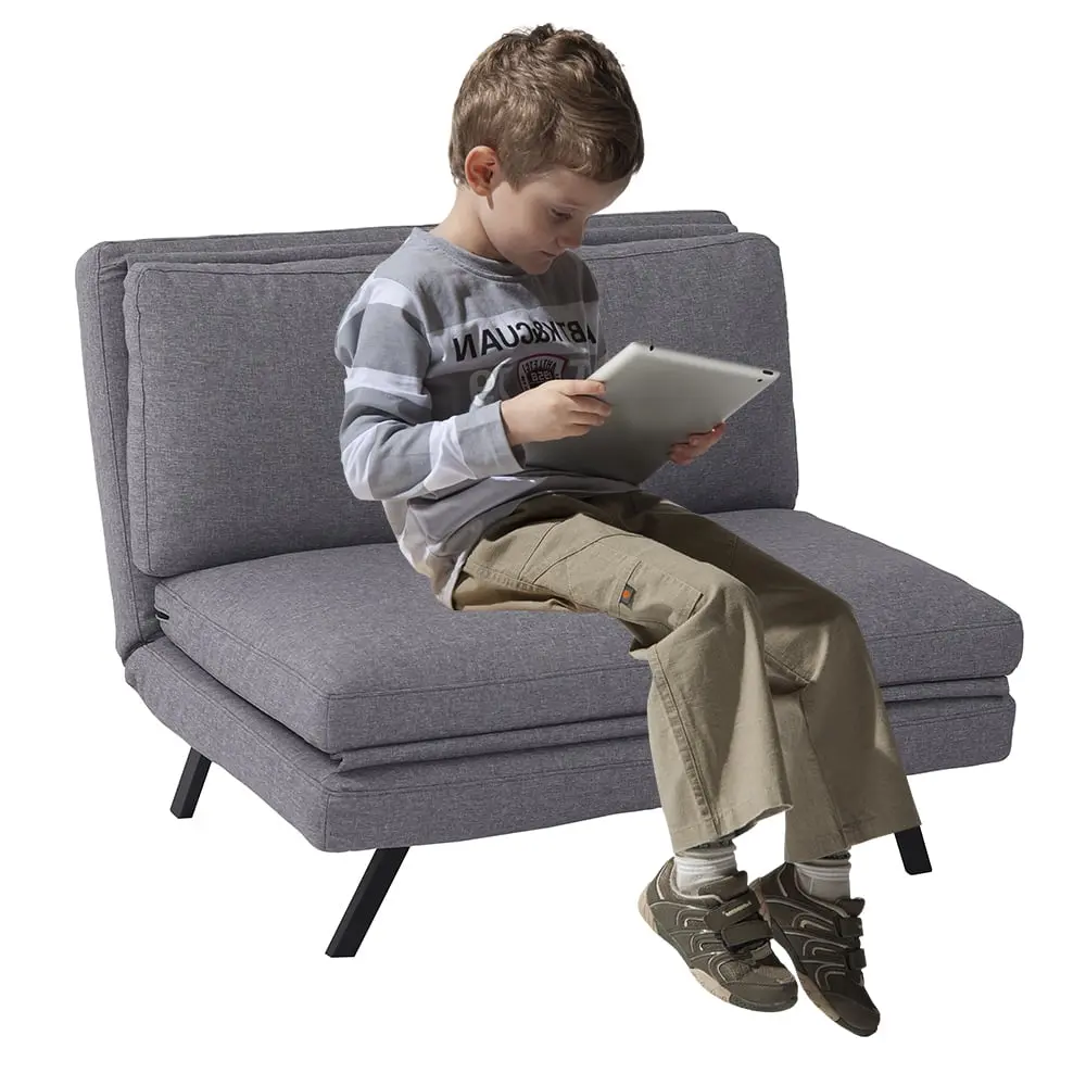 CJC Convertible Sofa Bed Chair 5 Position Adjustable Backrest Light Gray Folding Armless Sleeper