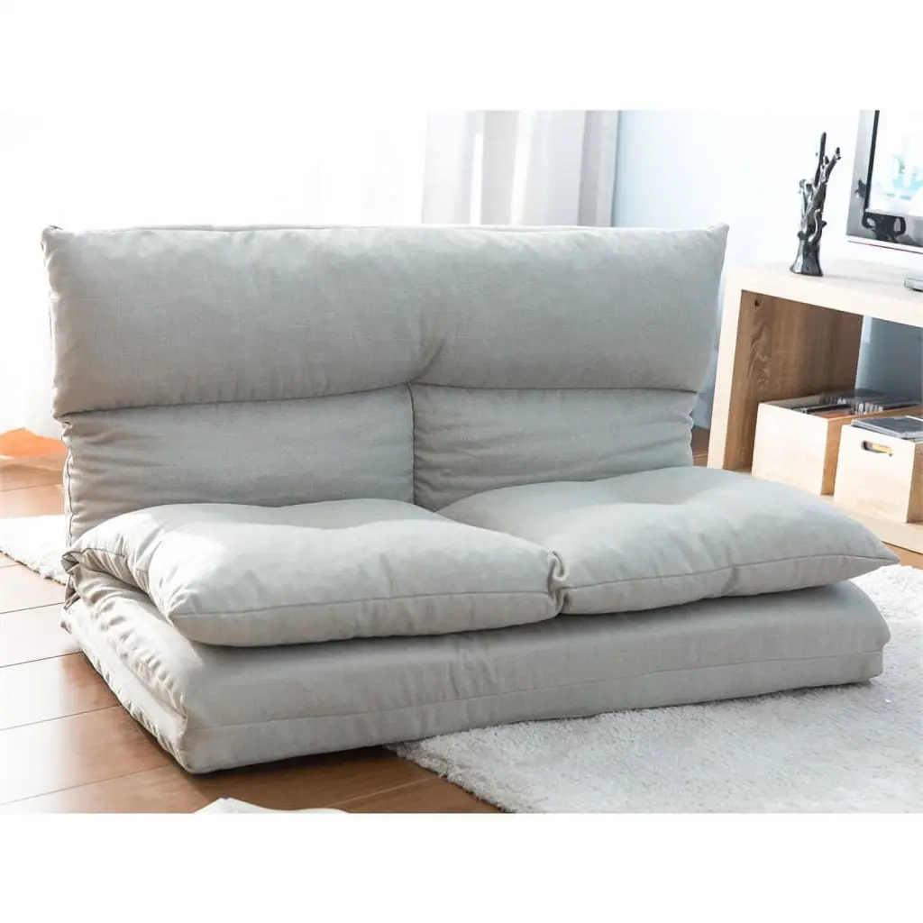 CRO Decor Gray Fabric Folding Chaise Lounge Floor Sofa - Space-Saving Comfort