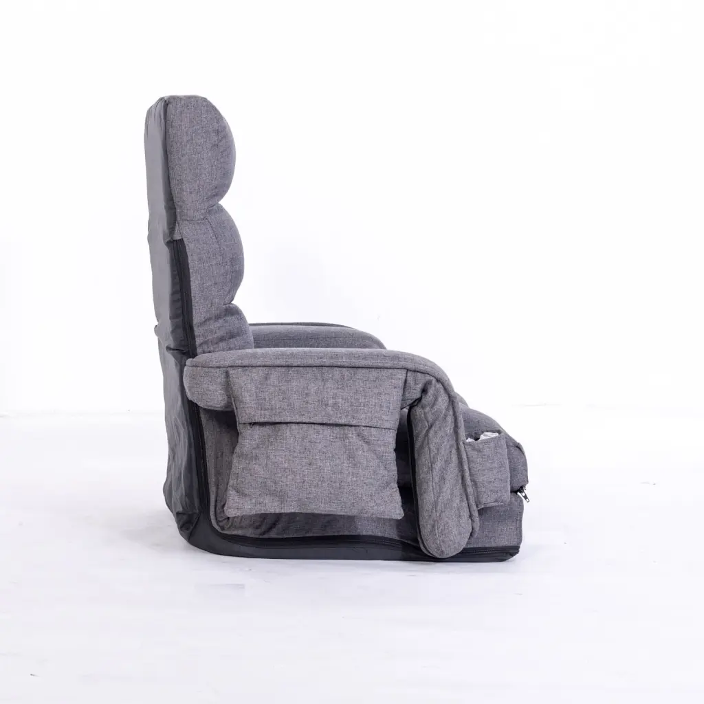 Miekor Furniture Lazy Sofa Bed Fold Floor Chair 6-Position Adjustable Armrests Dark Gray BS9920