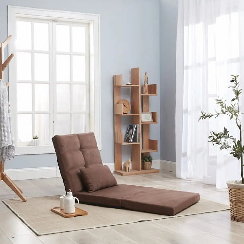Adjustable Foldable Modern Leisure Sofa Bed Triple Fold Down Sofa Bed Pillow 5 Reclining Positions Convertible Guest Sleep...