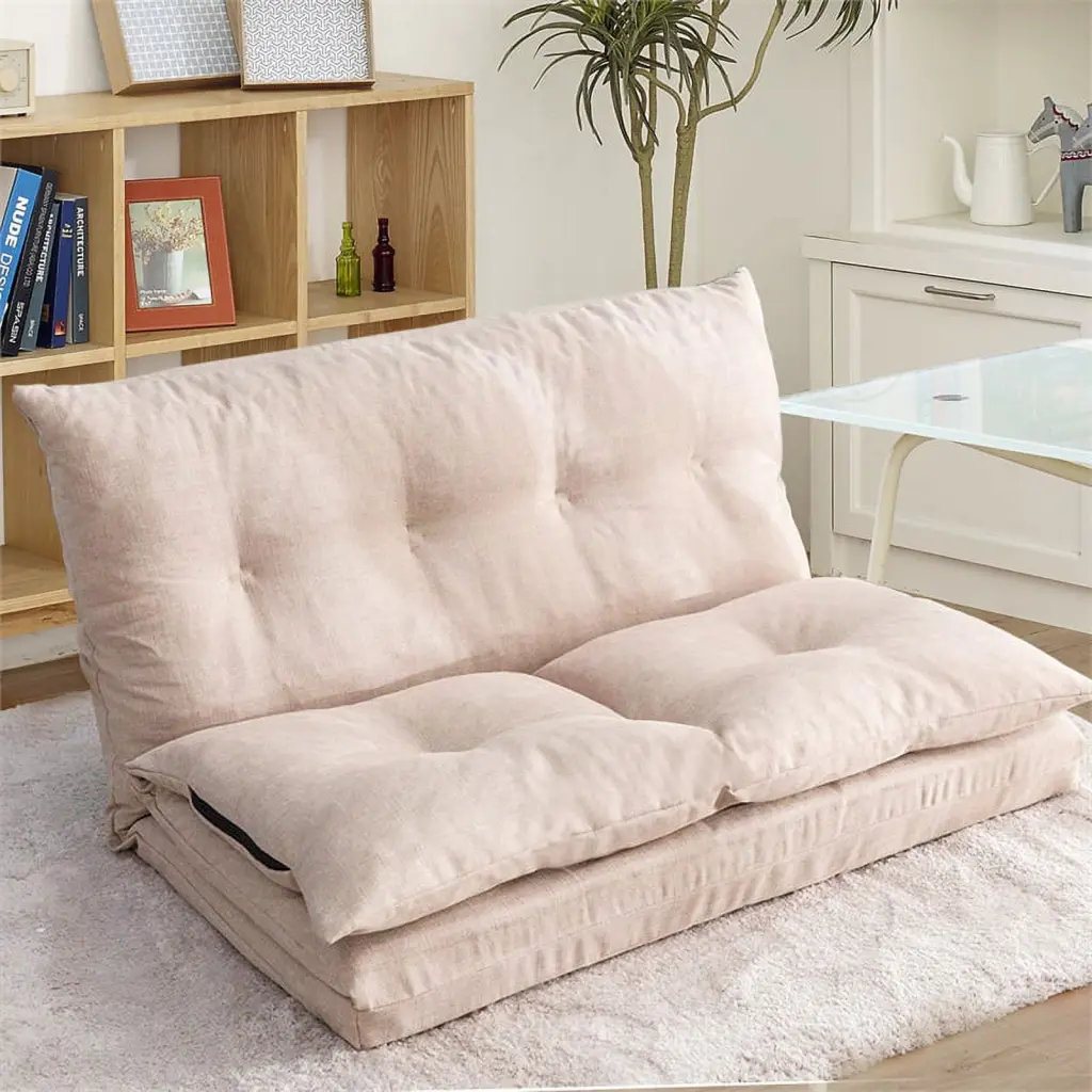 CRO Decor Adjustable Fabric Folding Chaise Lounge Sofa Floor Couch