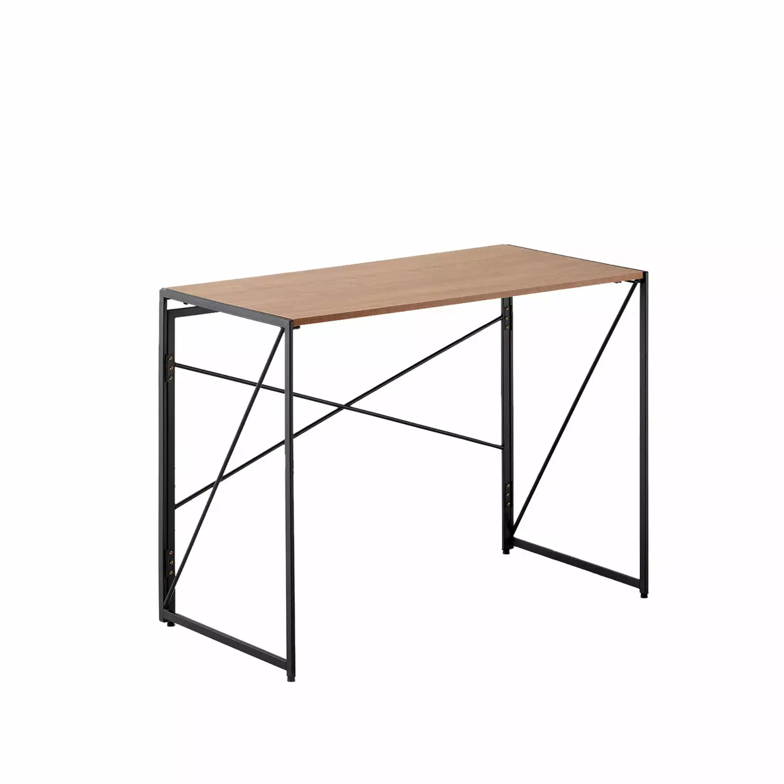 39 Inch Folding Computer Desk - Corner Laptop Gaming Table Metal Frame Home Office - Brown DLPIN