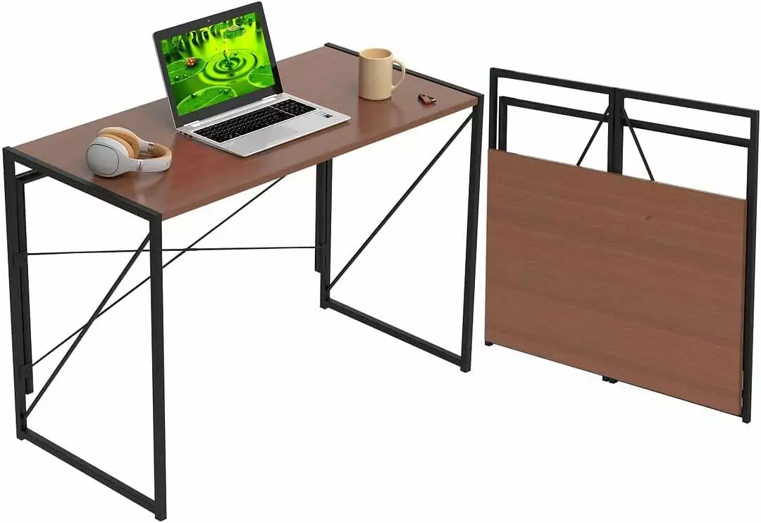 Halter Folding Desk 39 Inch Modern Computer Table Adults and Young Adults Brown