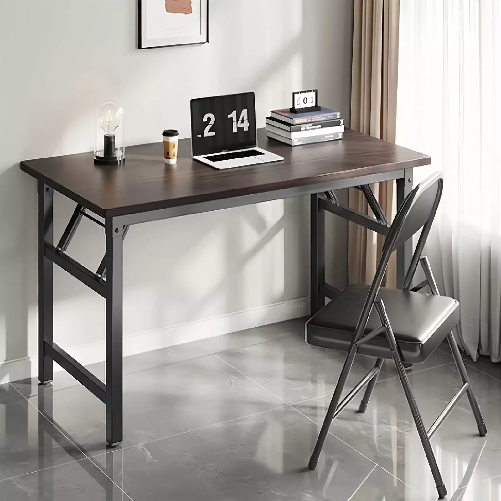 HYEASTR 39.4 Folding Desk Writing Computer Desk Home Office Portable No-Assembly Study Office Desk Foldable Laptop Table S...