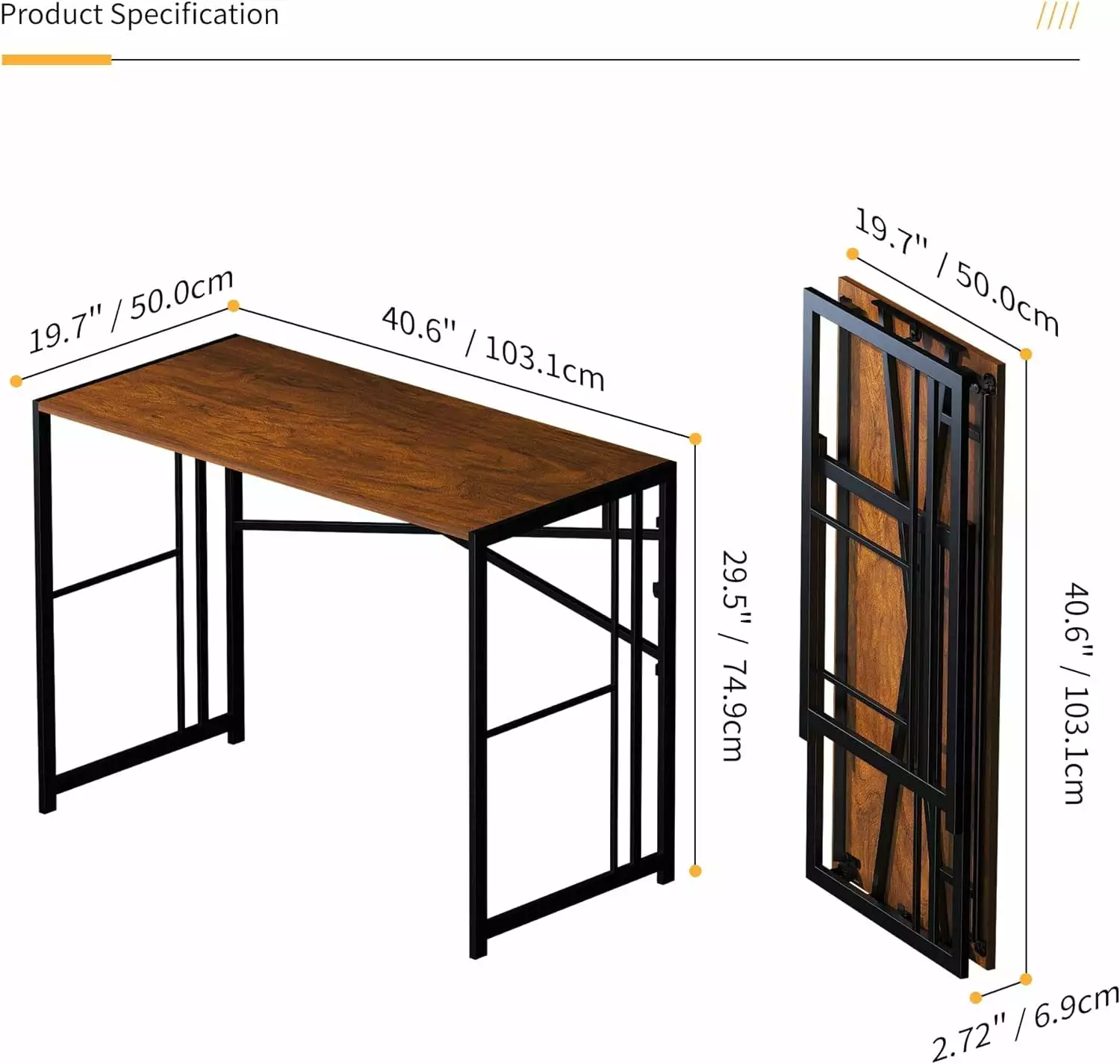 40 Inch Folding Computer Desk Home Office and Camping kk