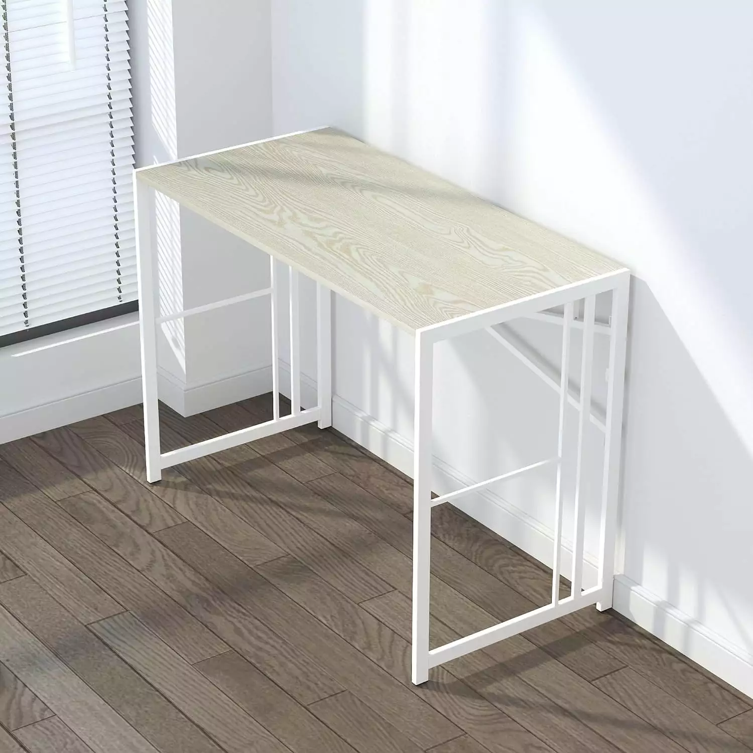 40 inch Folding Desk Writing Gaming Computer Camping Desk No Assembly Natural White kk