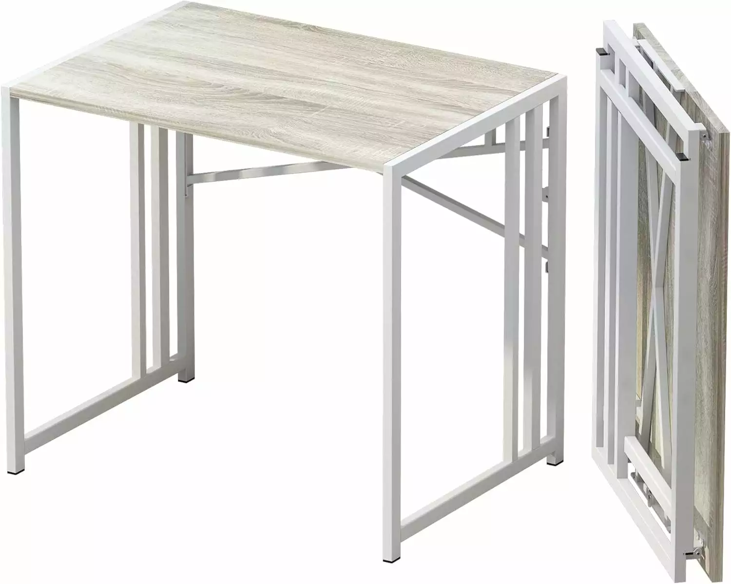 32 Inch Small Folding Desk No Assembly Required Beige Writing Gaming Computer Desk kk