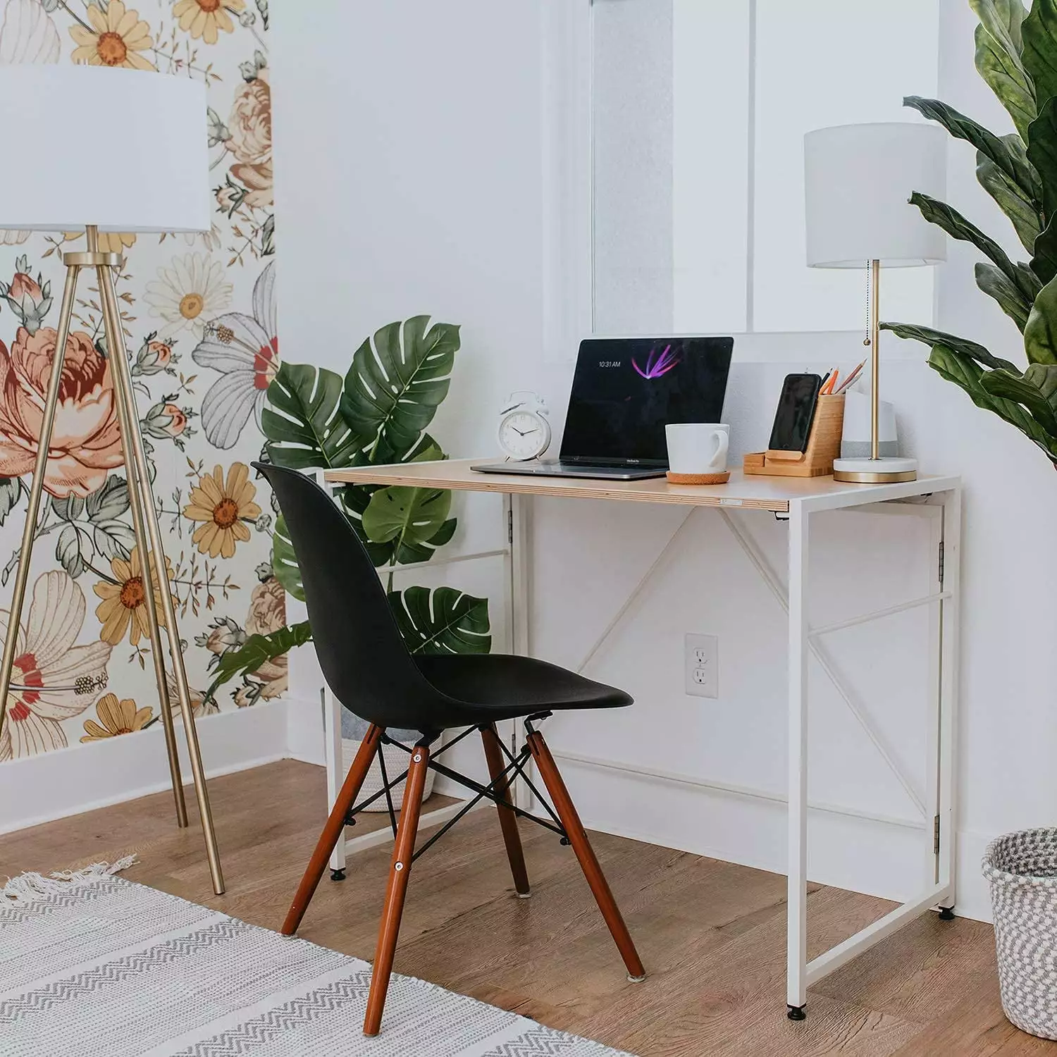 Modern Foldable Computer Desk Industrial Metal Frame Small Spaces SOFSYS