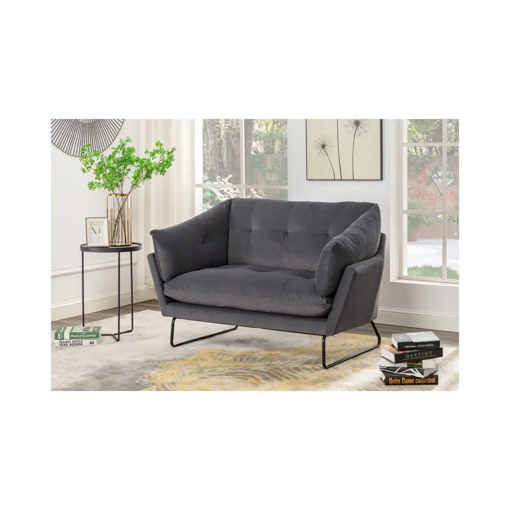 Homestock French Country Velvet Contemporary Loveseat Cozy Living Room