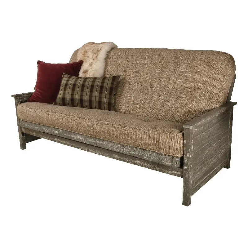 Kodiak Furniture Lexington Futon Weathered Gray Woodsmoke Brown Mattress