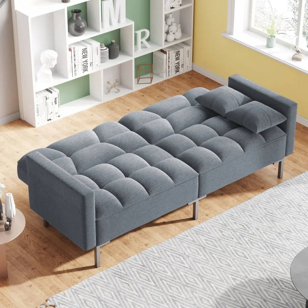 74.8 Inch Linen Upholstered Sleeper Sofa Bed 2 Throw Pillows Bed Bath & Beyond